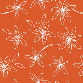 Floral Drawing on Orange