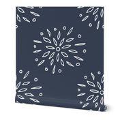 Starry Floral Drawing on Blue