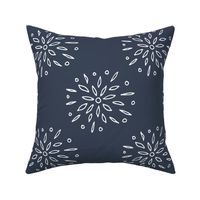 Starry Floral Drawing on Blue