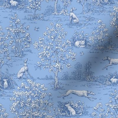 Soft Blue Reverse Greyhound Toile de Jouy 