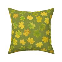 maple leaves on yellow-green