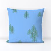 Pine trees on blue