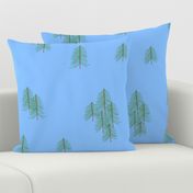 Pine trees on blue