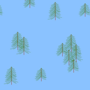 Pine trees on blue