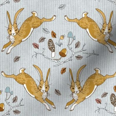 Hopping Hares ( duck egg blue)