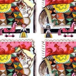 cats kittens pussy bedrooms beds blankets quilts toys dolls horses roosters vintage retro kitsch