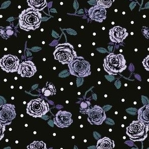 Polka dots and gothic purple roses