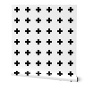 black 2" swiss cross on white