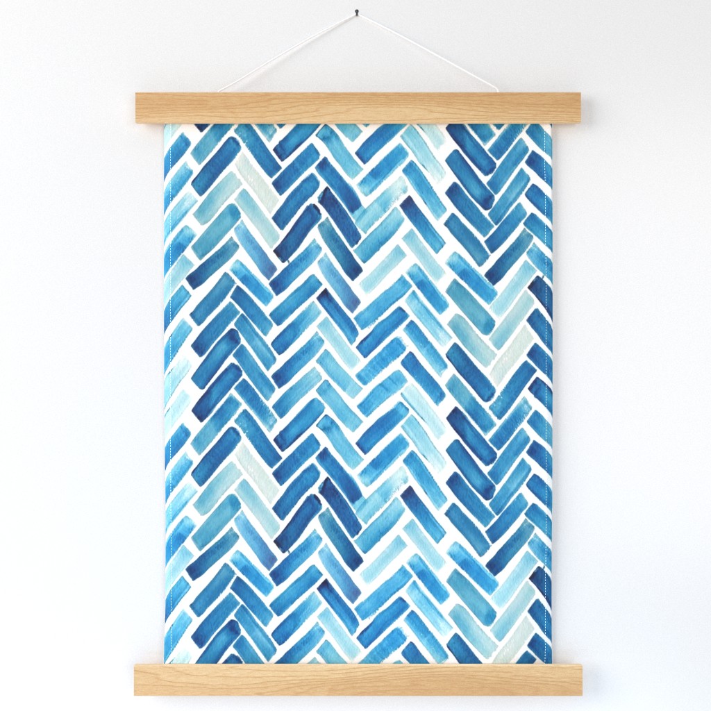 Blue herringbone watercolor