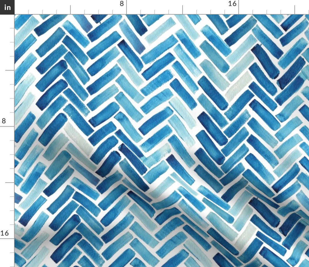 Blue herringbone watercolor