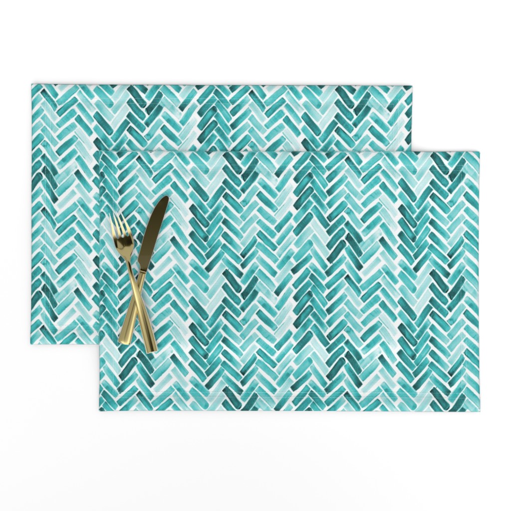 Mint  watercolor herringbone