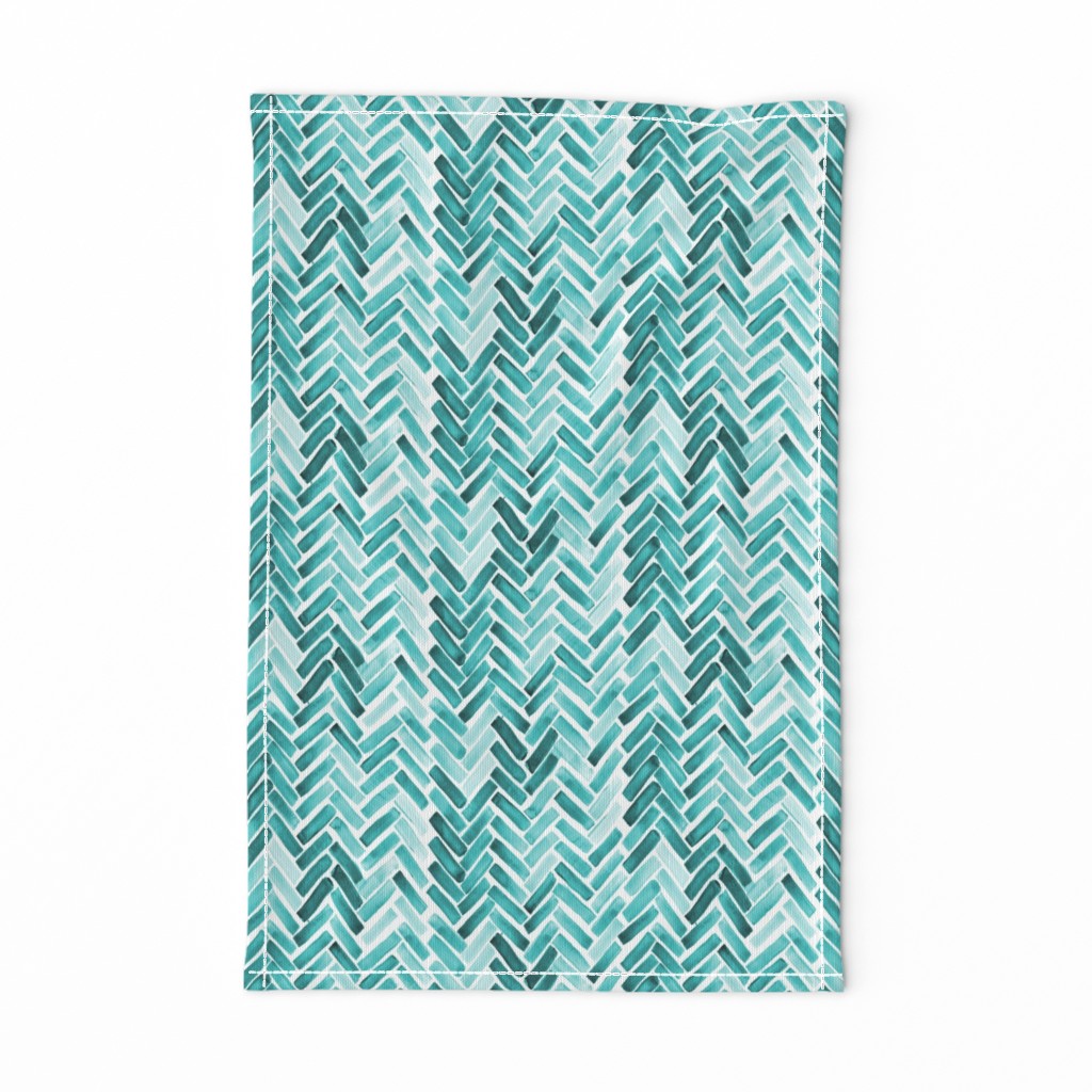 Mint  watercolor herringbone