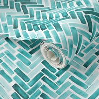 Mint  watercolor herringbone