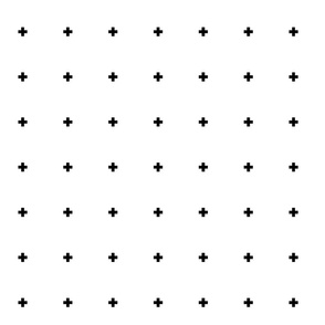 black 1/2" swiss cross on white - wide spacing