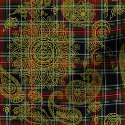 Black Stewart Tartan Paisley