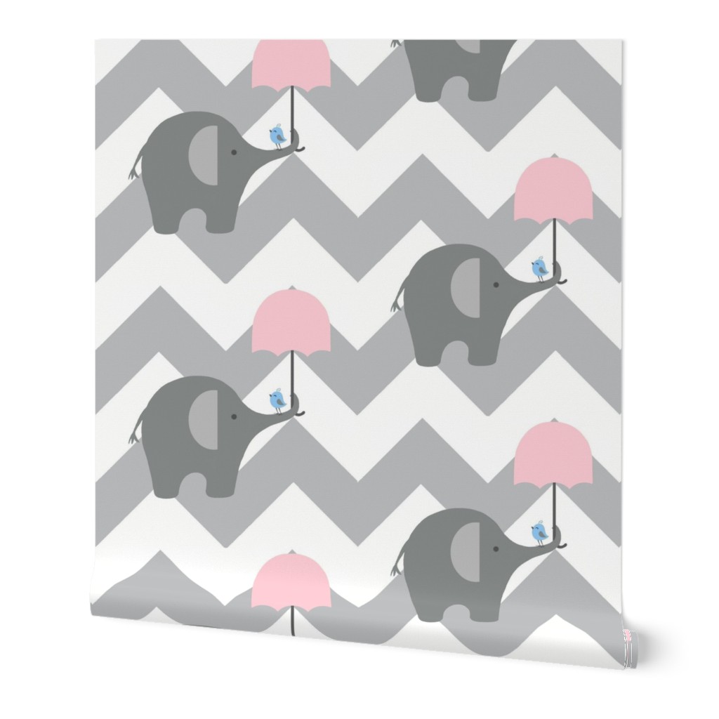 zekie chevron & umbrella/ pink