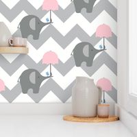 zekie chevron & umbrella/ pink