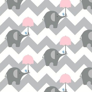 zekie chevron & umbrella/ pink