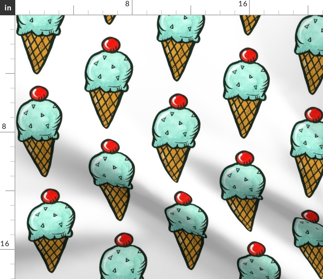 Mint Ice Cream Cones - Larger