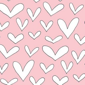 white hearts on pink