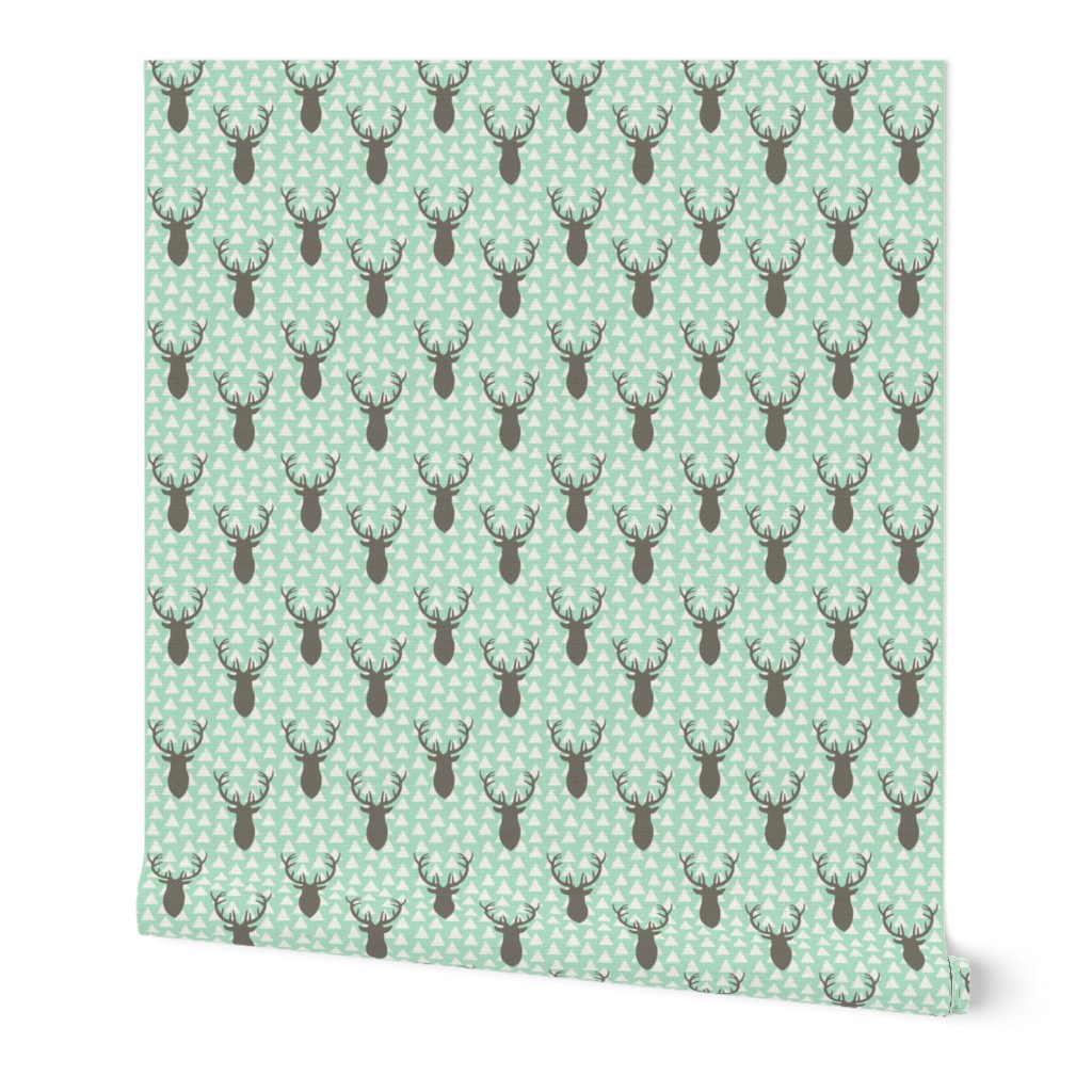 White and Gray and Mint Deer Heads Triangles