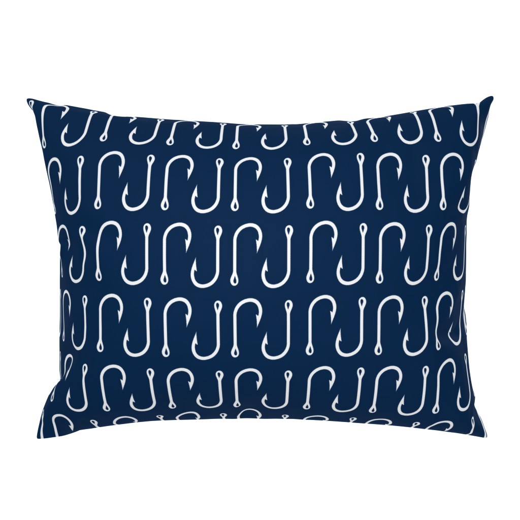 fish hooks // white on navy - LARGE Scale