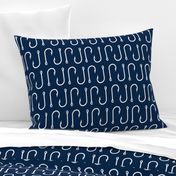 fish hooks // white on navy - LARGE Scale