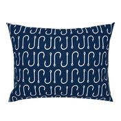 fish hooks // white on navy - LARGE Scale