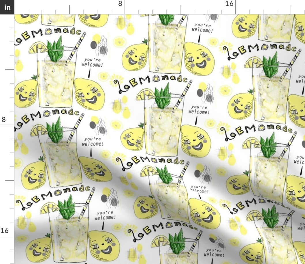 comida, amarillo, delantal, dibujos animados, limón, limones, cocina, verano, Fruta, Tela | Spoonflower