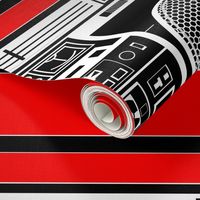 boombox on red background