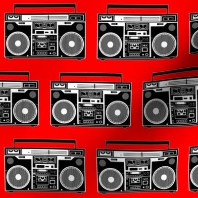 boombox on red background