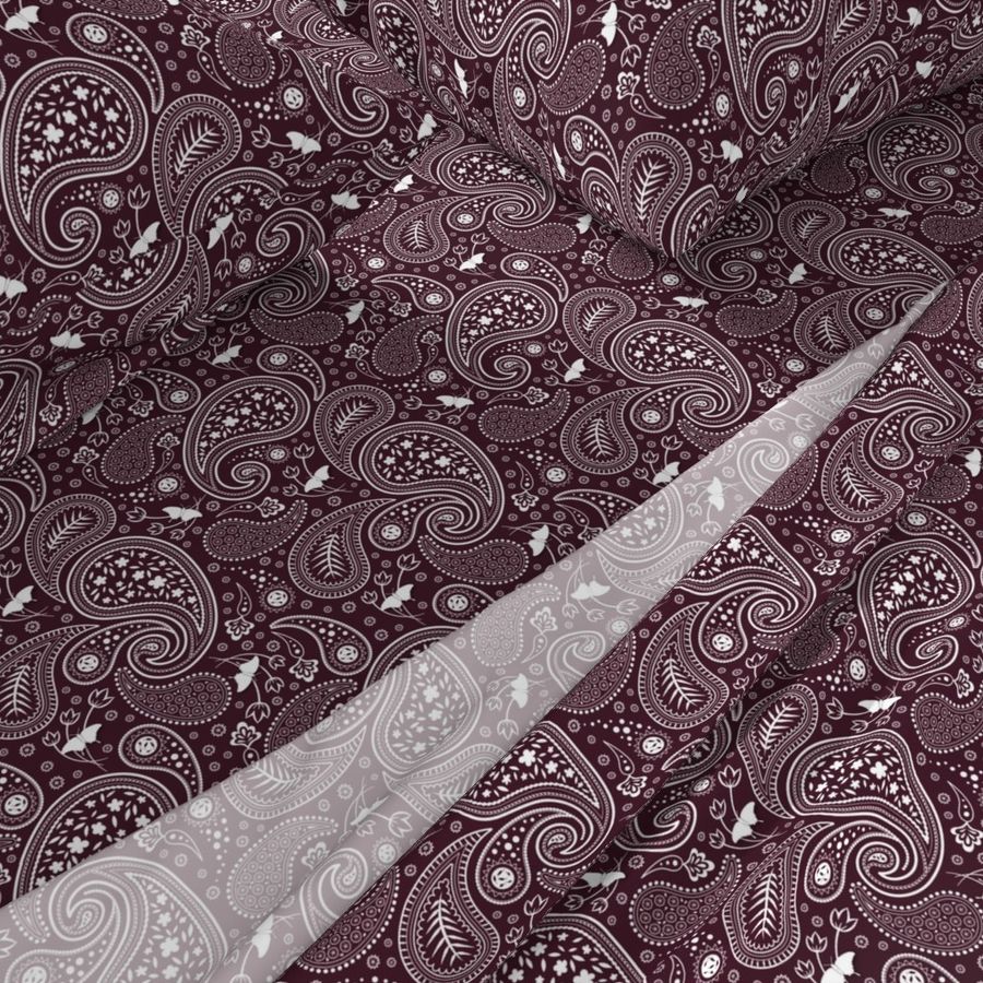 Paisley with butterflies Winered