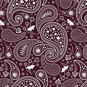 Paisley with butterflies Winered