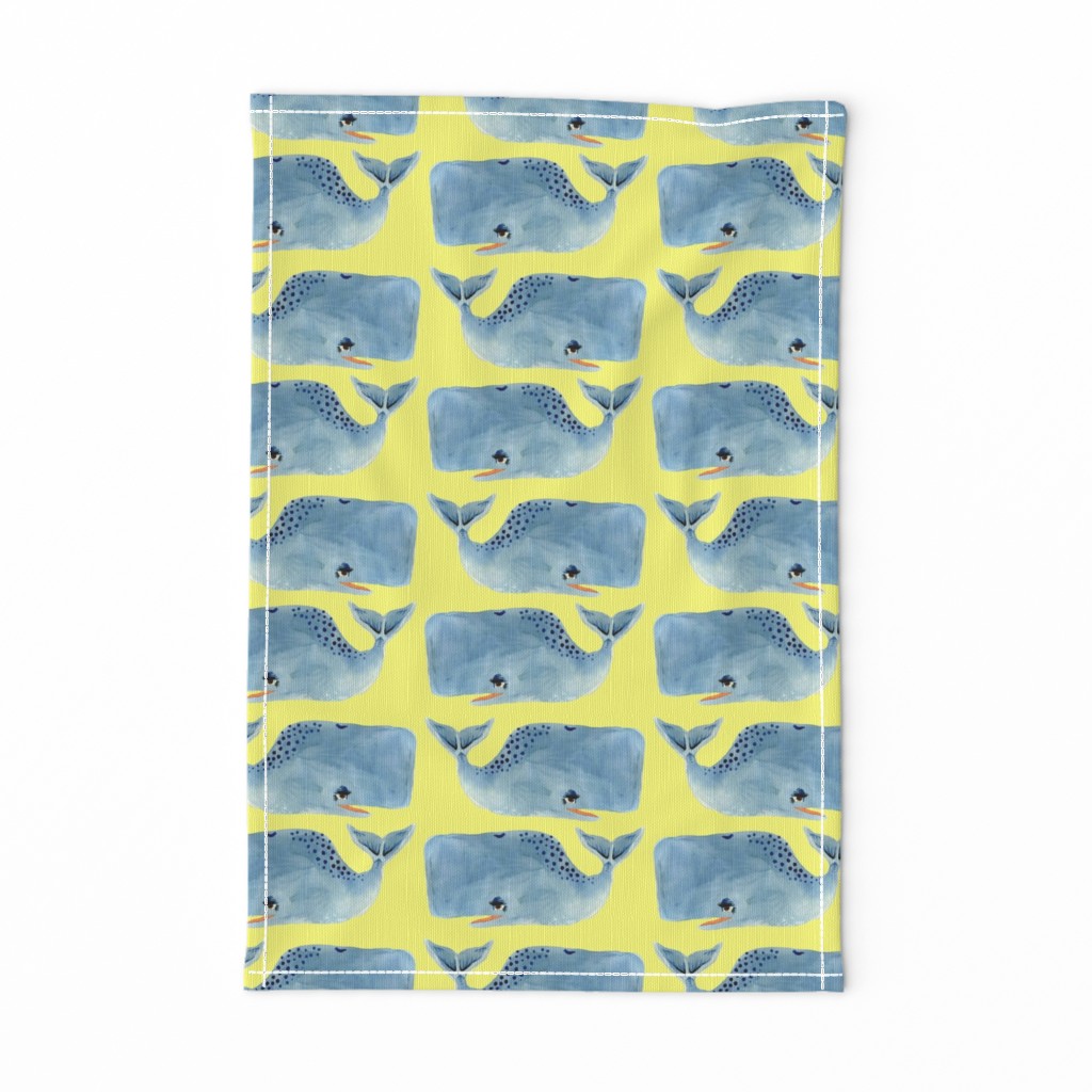 Whale Party on Yellow