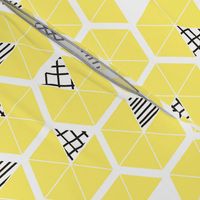 Crowded Geometric umbrellas in lemon