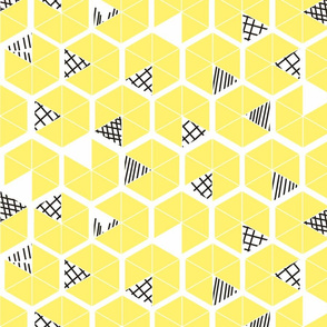 Crowded Geometric umbrellas in lemon
