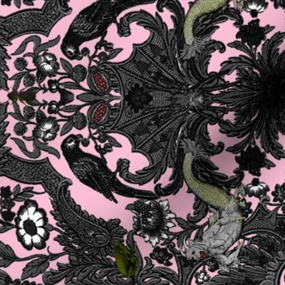 This Is Halloween! Haunted House Damask ~ Pale Pink  ~ Rotated