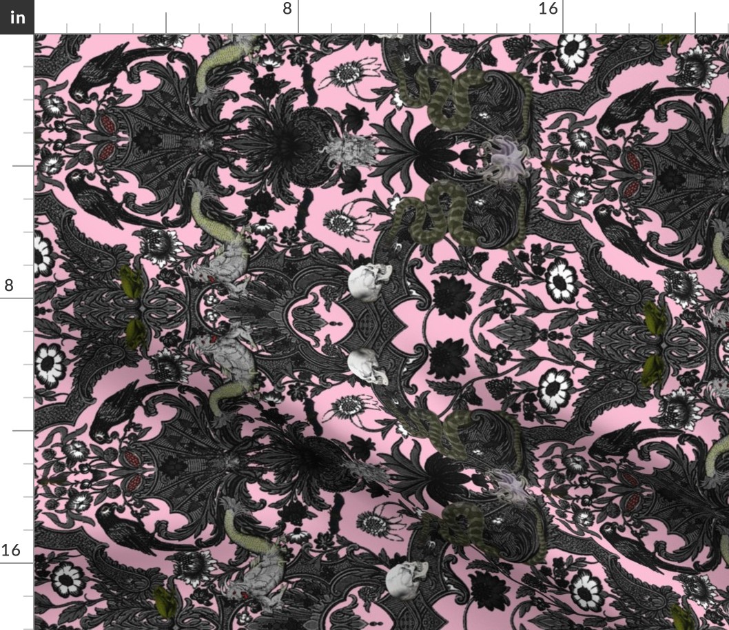 This Is Halloween! Haunted House Damask ~ Pale Pink  ~ Rotated