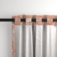 Carnations and Tulips Damask Ikat ~ Mint and Coral 