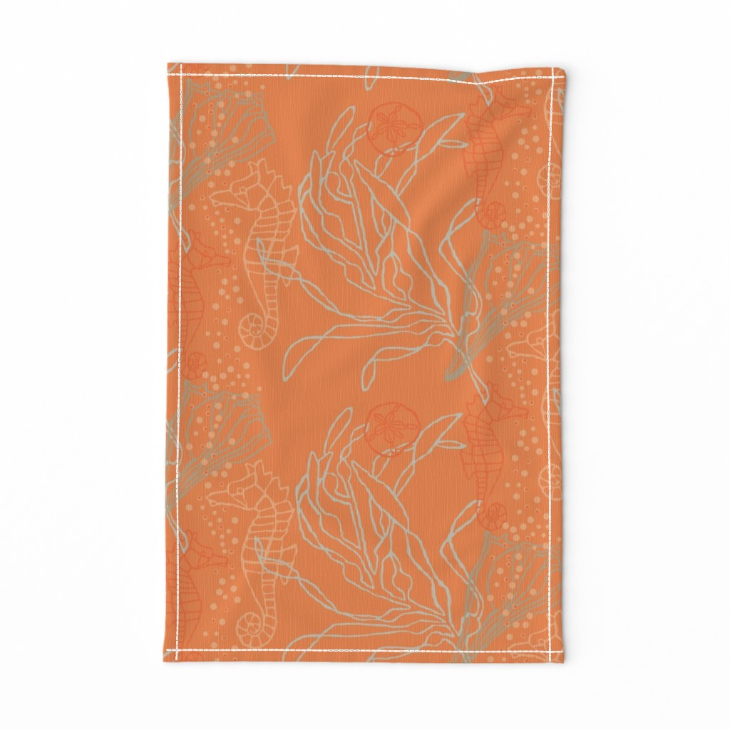 Seahorses & Seashells on Tangerine Tone