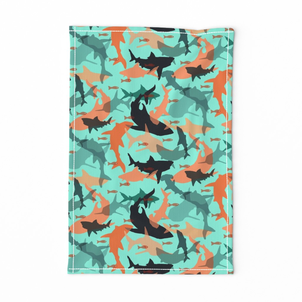 Oh My Sharks! in Orange, Black & Aqua