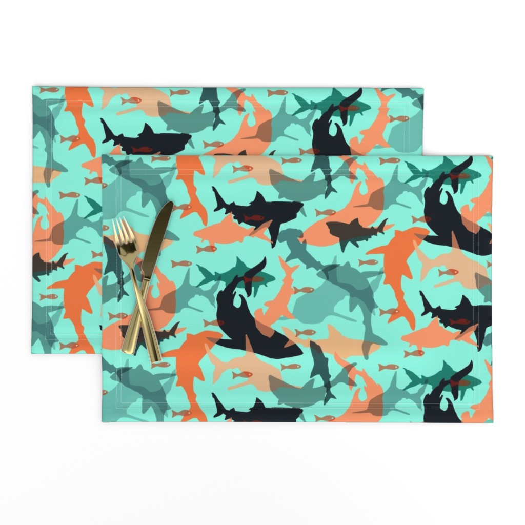 Oh My Sharks! in Orange, Black & Aqua