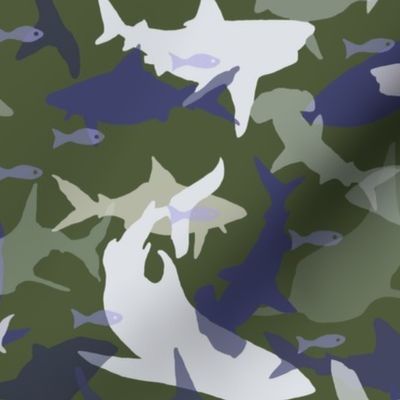 Oh My Sharks in Camo Green & Purple