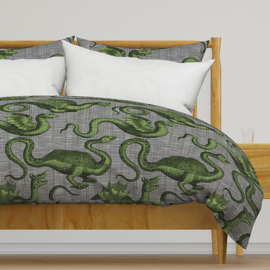 Draco ~ Evil Green on Steel Linen Luxe 