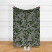 Draco ~ Evil Green on Steel Linen Luxe 