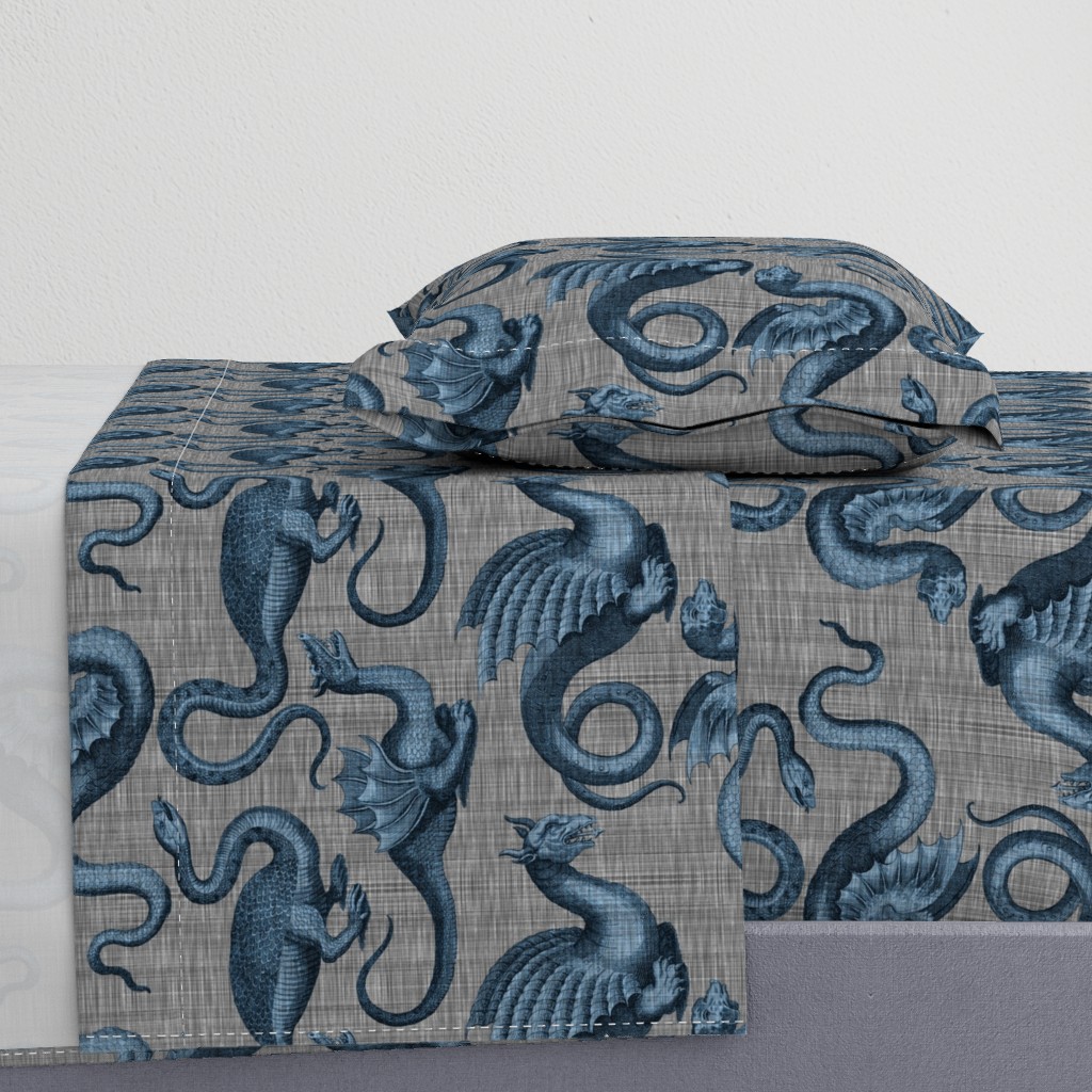 Draco ~  Dastardly Blue on Steel Linen Luxe 
