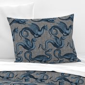 Draco ~  Dastardly Blue on Steel Linen Luxe 