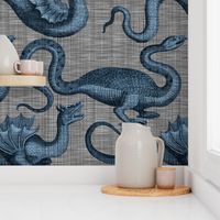 Draco ~  Dastardly Blue on Steel Linen Luxe 