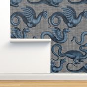 Draco ~  Dastardly Blue on Steel Linen Luxe 