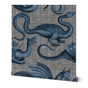 Draco ~  Dastardly Blue on Steel Linen Luxe 